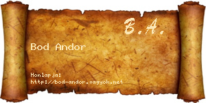 Bod Andor névjegykártya